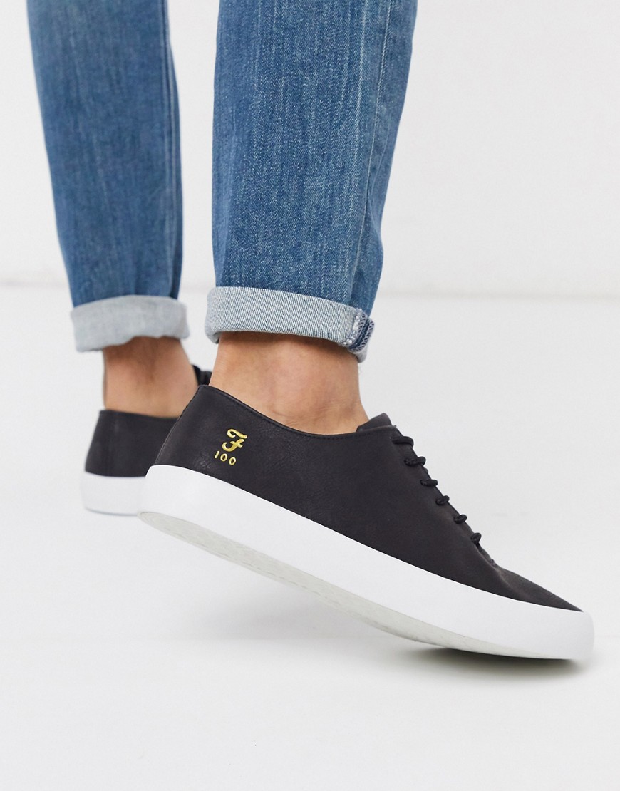 Farah chunky sole lace up trainers in black