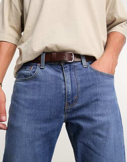 Farah - Cintura in pelle cuoio con fibbia squadrata