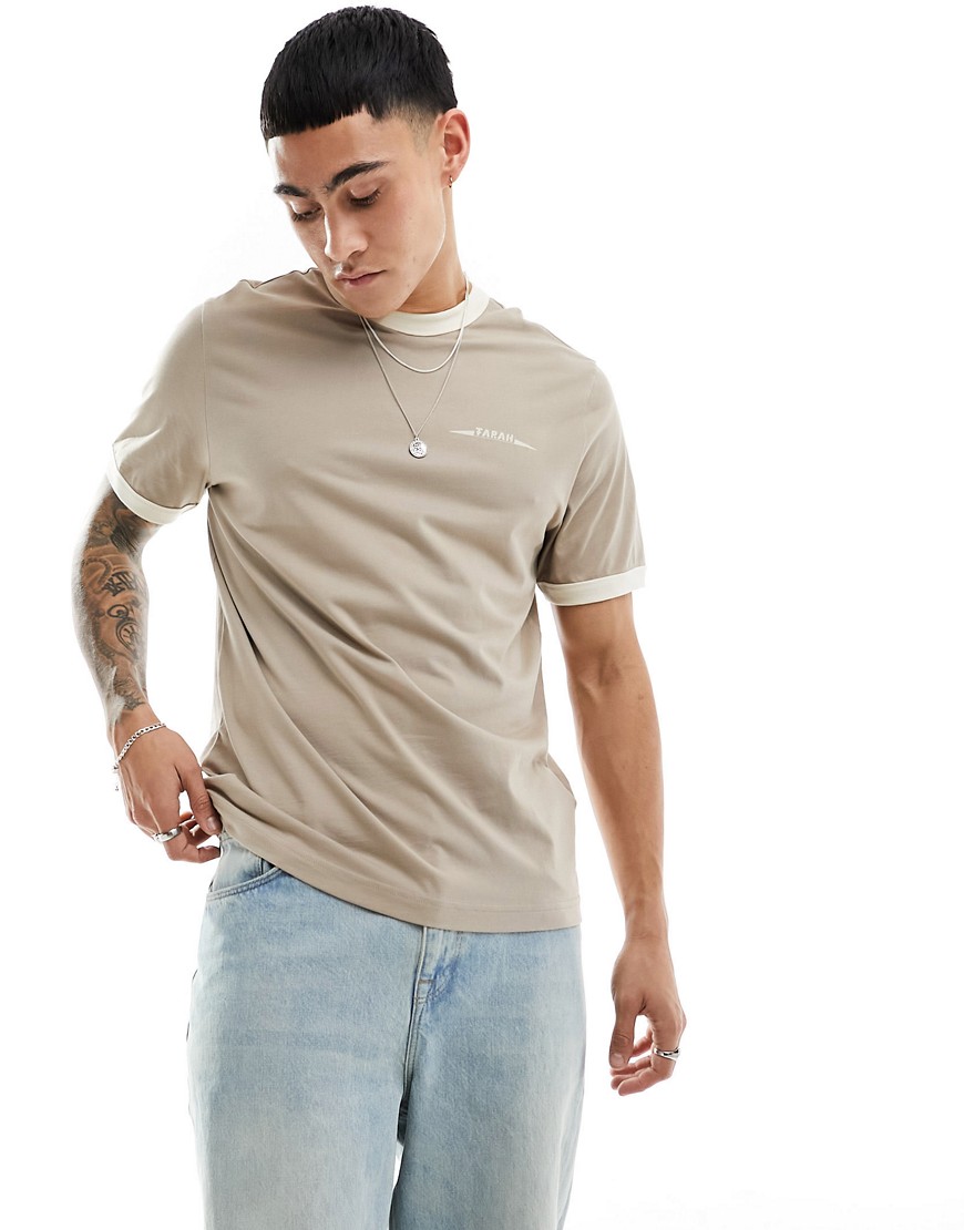 Farah clive t-shirt in beige-Brown
