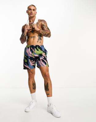 Farah Colbert camo print swim shorts in true navy - view 1