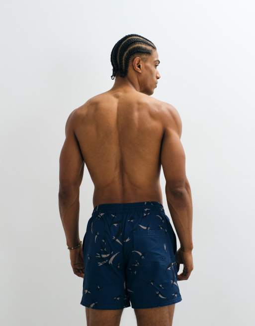 Farah Colbert co-ord arrow print logo swim shorts in navy, 3 of 5