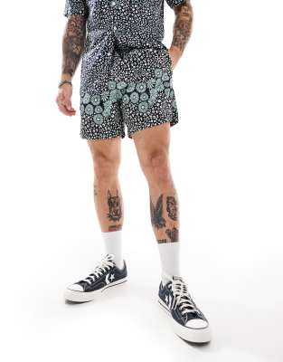 Farah Colbert Flower Print Swim Shorts In Navy