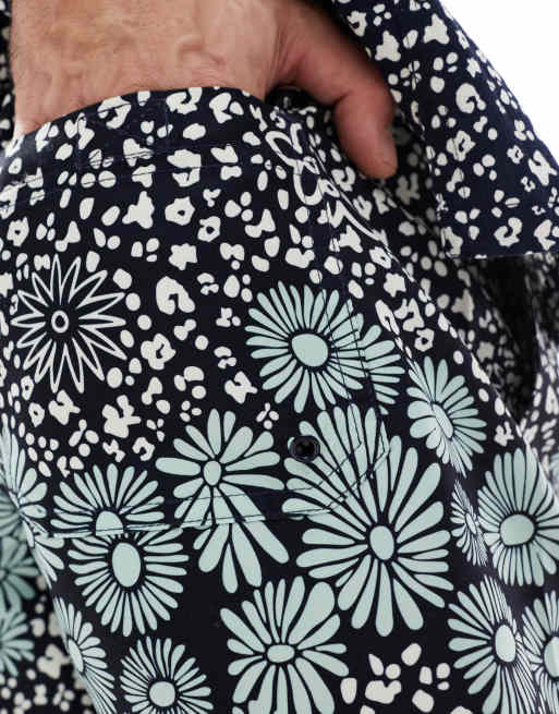 Farah - Colbert - Pantaloncini da bagno blu navy con stampa a fiori in coordinato, 3 di 5
