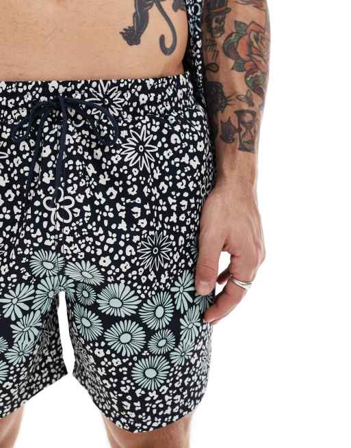 Farah - Colbert - Pantaloncini da bagno blu navy con stampa a fiori in coordinato, 5 di 5