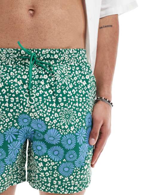 Farah - Colbert - Pantaloncini da bagno verdi con stampa a fiori, 3 di 5