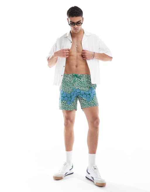 Farah - Colbert - Pantaloncini da bagno verdi con stampa a fiori, 5 di 5