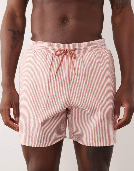 Farah - Colbert - Short de bain en crépon à cordon de serrage et logo - Corail, 4 de 5