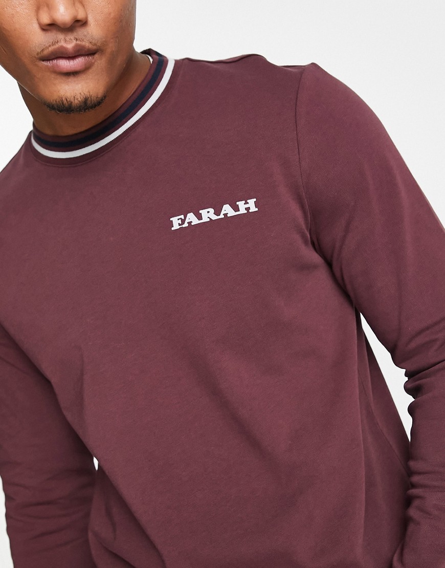 Colorado - Top a maniche lunghe in cotone rosso scuro con profili a contrasto - Farah T-shirt donna  - immagine3