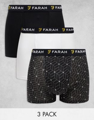 Farah Corban 3 pack boxers in black and white - ASOS Price Checker