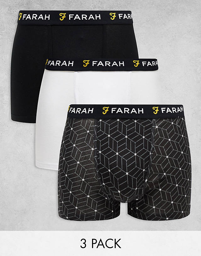 Farah - corban 3 pack boxers in black and white