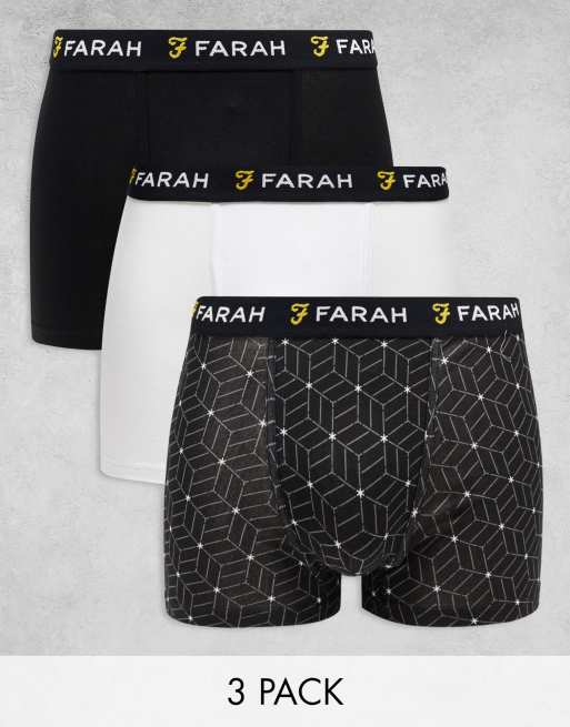 Farah – Corban – Zestaw 3 par bokserek w kolorach białym i czarnym