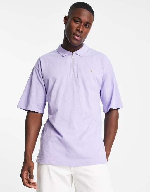 Farah - Costello - Poloshirt van katoen met rits in lila