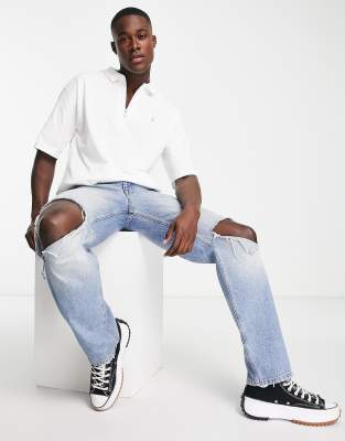 Farah Costello zip cotton polo shirt in white - ASOS Price Checker