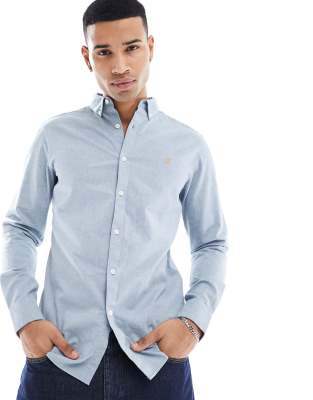 Farah Farah cotton long sleeve shirt in blue