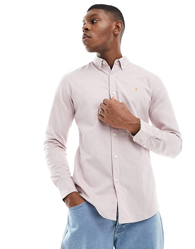 Farah - cotton long sleeve shirt in pink