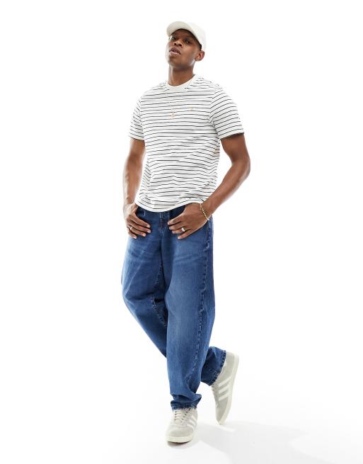 FARAH&WAKE【Striped S/S T-shirt】 WAKE. FARAH striped S/S T-shirt Navy M