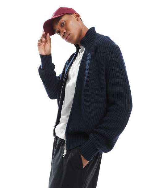 Farah – Crestone – Granatowy sweter zapinany na zamek - view 1