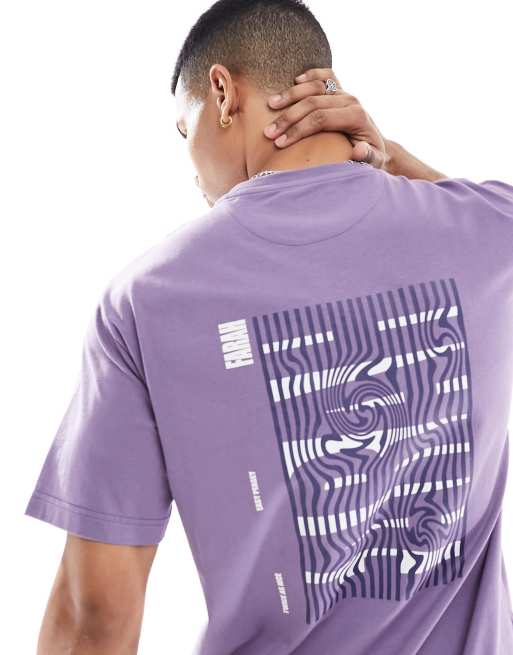 Farah – Damon – Fioletowy T-shirt z nadrukiem na plecach