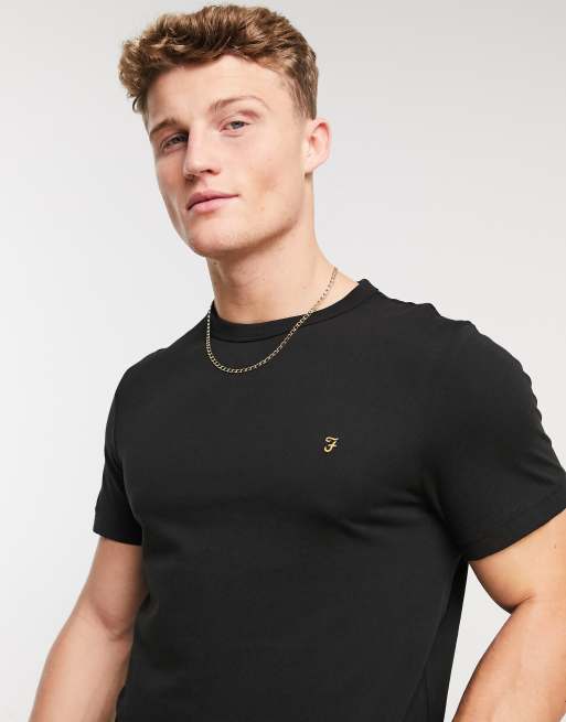 Farah Danny cotton t-shirt in black - BLACK | ASOS