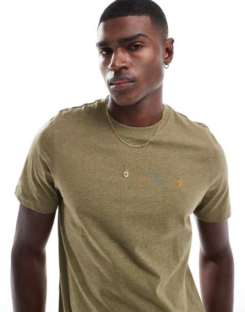 Farah Danny cotton t-shirt in khaki - view 1