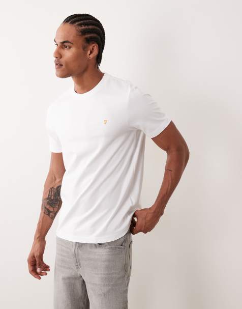 Farah - Danny - Hvid kortærmet regular fit-T-shirt med logo - view 1