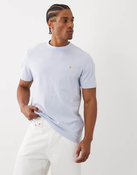 Farah – Danny – Jasnoniebieski T-shirt o regularnym kroju z logo - view 1