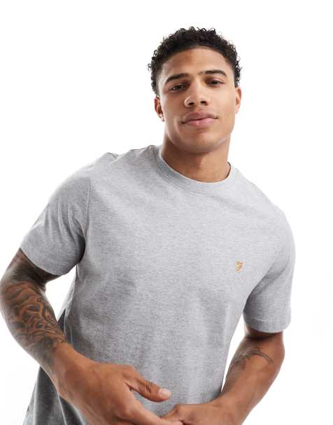 Farah - Danny - Katoenen T-shirt in gemêleerd grijs - view 1