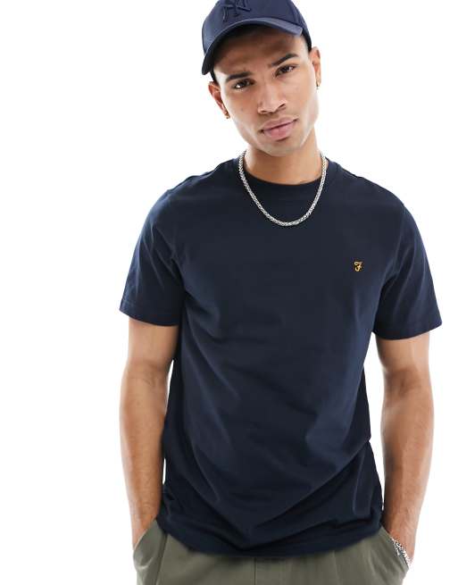 Farah - Danny - Katoenen T-shirt in marineblauw