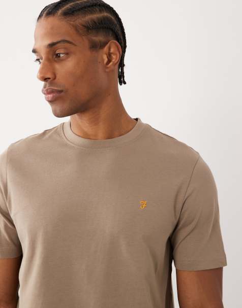 Farah – Danny – Mörkbeige t-shirt i regular fit med logga - view 1