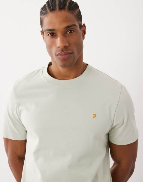 Farah – Danny – Normal geschnittenes T-Shirt in Hellgrün mit Logo - view 1