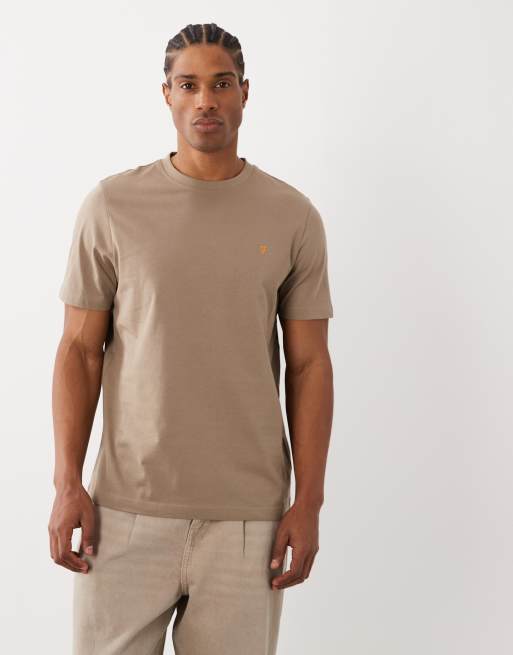 Farah – Danny – Regular-Fit-T-Shirt in dunklem Steinbeige mit Logo, 3 von 5