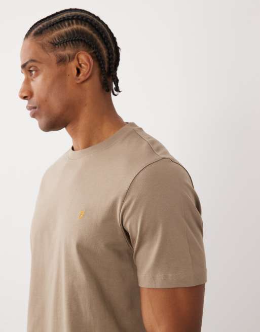 Farah – Danny – Regular-Fit-T-Shirt in dunklem Steinbeige mit Logo, 4 von 5