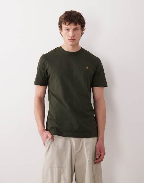 Farah - Danny - Regular-fit T-shirt met korte mouwen en logo in donkergroen - view 1