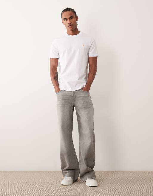 Farah - Danny - Regular-fit T-shirt met korte mouwen en logo in wit, 2 van 5