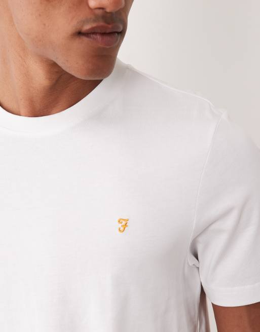 Farah - Danny - Regular-fit T-shirt met korte mouwen en logo in wit, 4 van 5