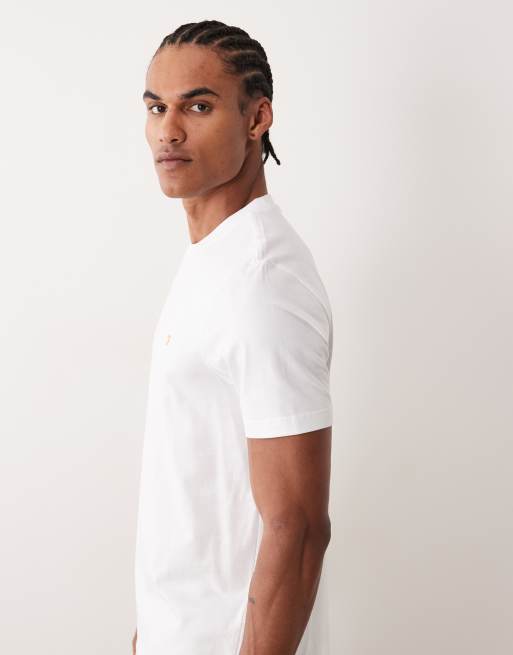 Farah - Danny - Regular-fit T-shirt met korte mouwen en logo in wit, 5 van 5