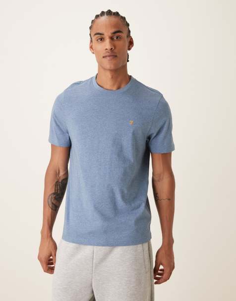 Farah Danny short sleeve regular fit logo t-shirt in blue - view 1