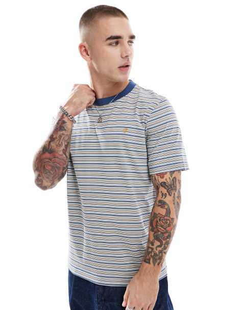 Farah danny stripe t-shirt in blue and yellow - view 1