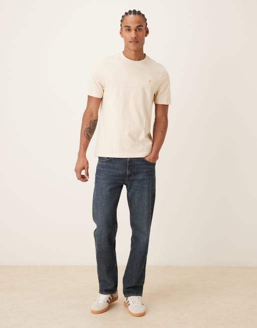 Farah - Danny - T-shirt a maniche corte vestibilità classica beige con logo, 2 di 5
