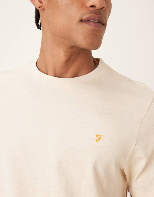 Farah - Danny - T-shirt a maniche corte vestibilità classica beige con logo, 5 di 5