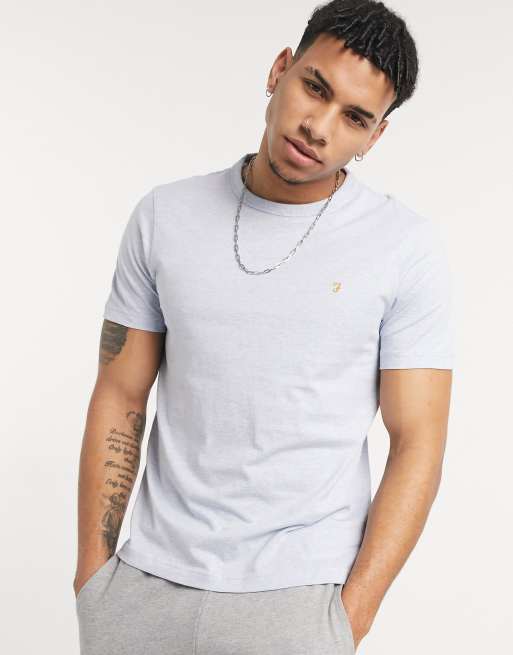 Farah - Danny - T-shirt in cotone azzurro 