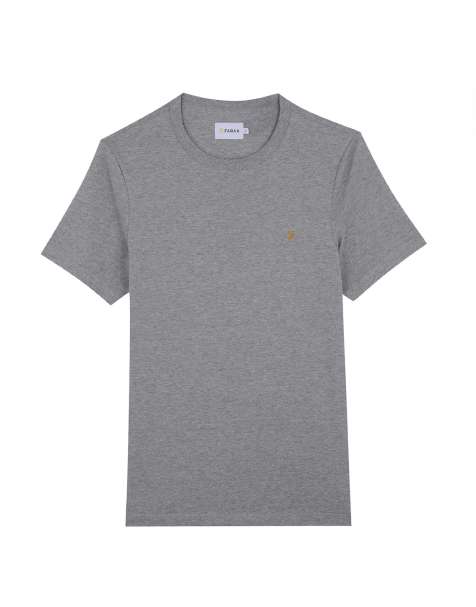 Farah - Danny - T-shirt van katoen in gemêleerd grijs - GREY - view 1