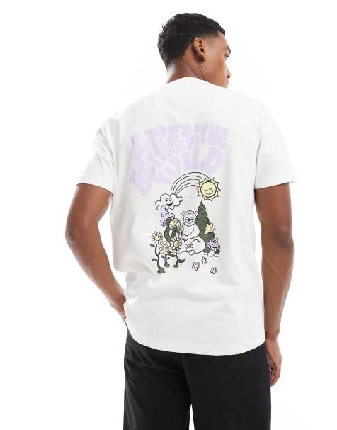 Farah darwin t-shirt in white with chest and back print - view 1