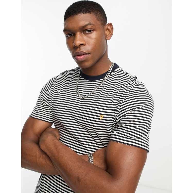 FARAH&WAKE【Striped S/S T-shirt】 Farah Daytona cotton stripe t-shirt in true navy | ASOS