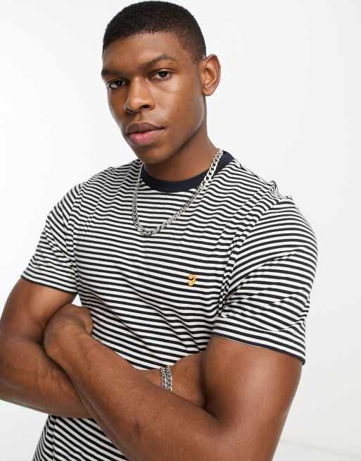 Farah Daytona cotton stripe t-shirt in true navy