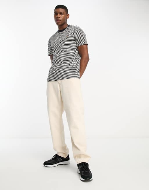 FARAH&WAKE【Striped S/S T-shirt】 Farah Daytona cotton stripe t-shirt in true navy | ASOS