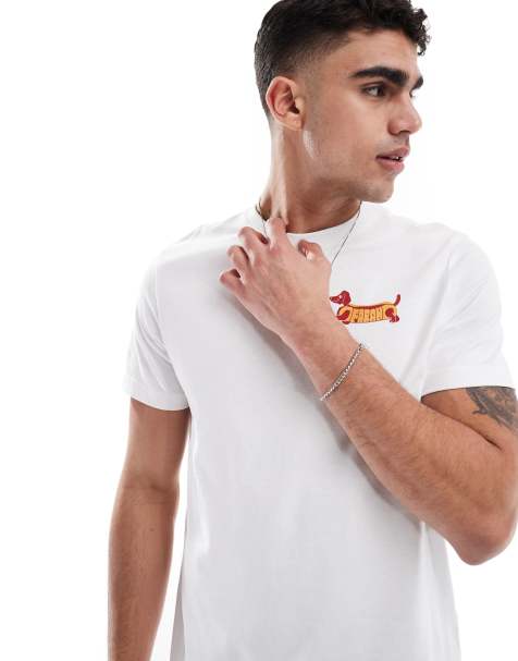 Farah devon t-shirt in white with archive dog print - view 1