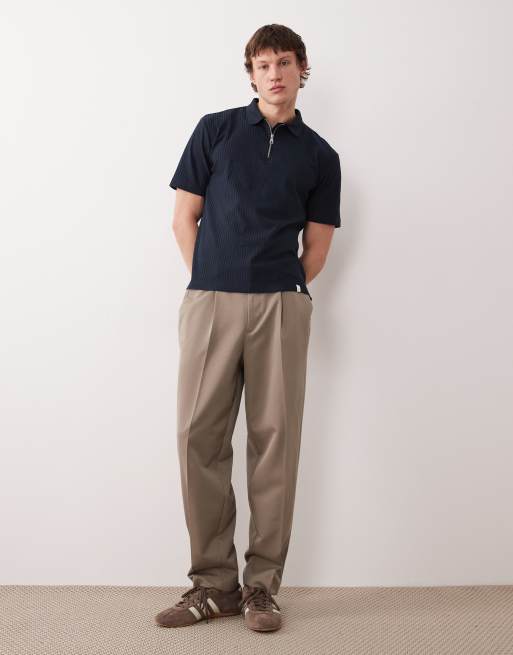 Farah - Dobson - Polo blu navy a maniche corte con logo e zip corta, 2 di 5