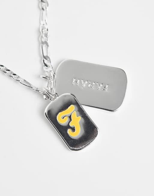 Farah dog tag necklace in silver ASOS