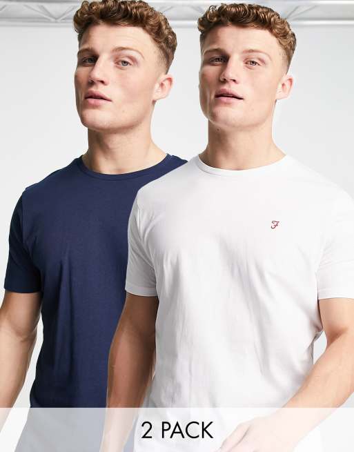 Farah Dornoch 2 pack lounge t shirt in navy ASOS